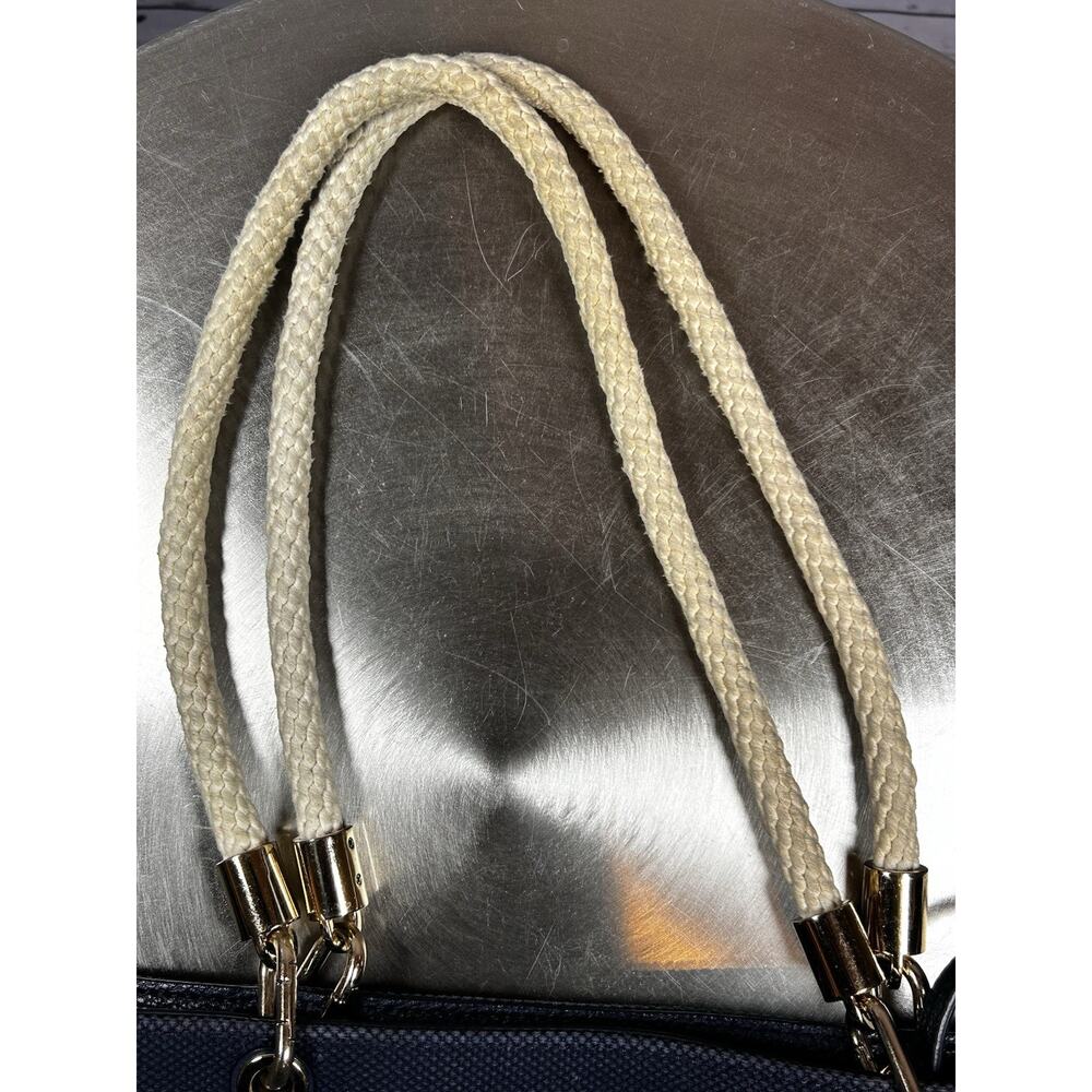 Michael Kors Large Dark Blue Canvas Beach Tote Bag Rope Handles - Picture 8 of 8
